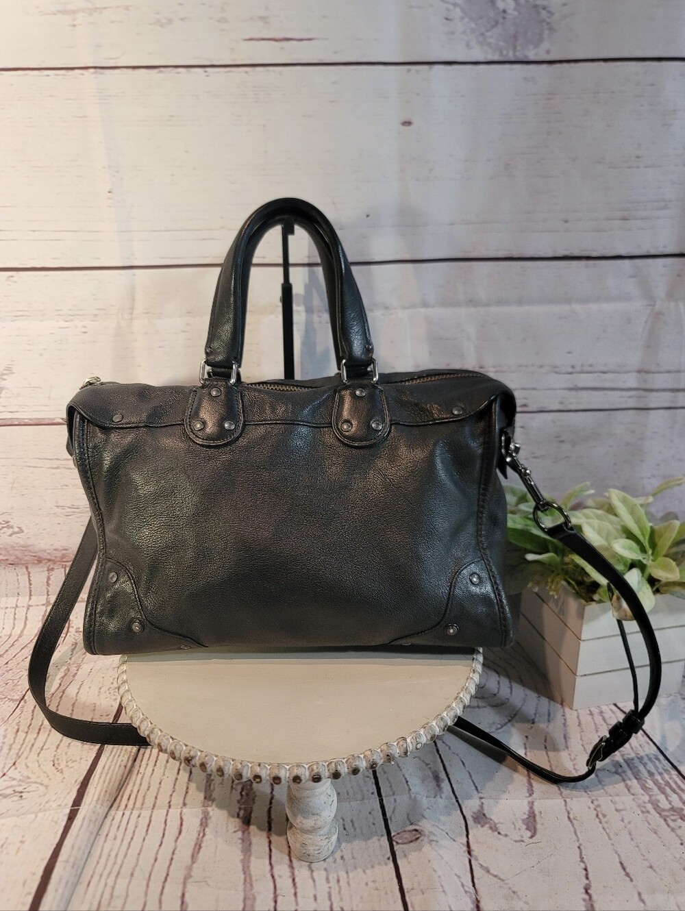 Coach Rhyder 33689 Black Leather Satchel Crossbody Doctor Bag - Picture 2 of 14